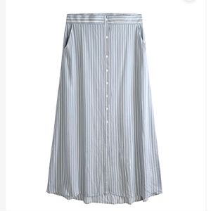 STRIPE HIGH-LOW MIDI SKIRT